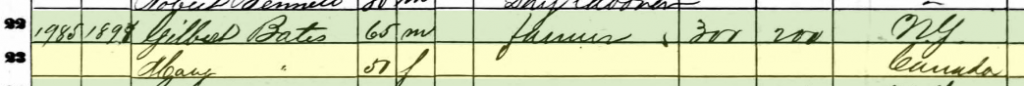 1860 US Census Record for Mary Udell Bates