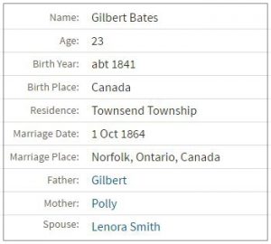 Gilbert Bates Jr 1864 marriage