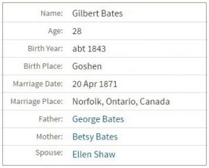 A Gilbert Bates 1871 marriage