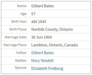 Gilbert Bates Jr 1900 marriage