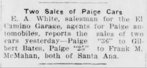 Paige "36" Automobile Purchase